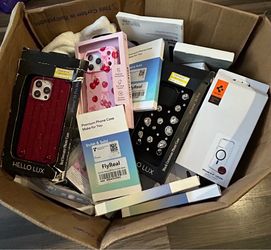 A box full of phone cases