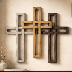 Handcrafted Woven Wooden Cross Wall Art by Snackable Steel.