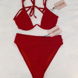 Missguided Red Bikini Set Size 6 