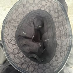 Genuine Leather Black Coach Bucket Hat