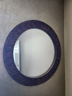 Round Decorative Large Wooden Mirror 