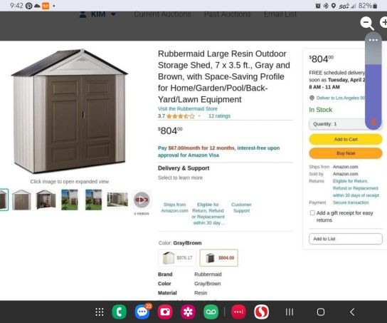 Rubbermaid Large Resin Outdoor Storage Shed 7 X 3.5 Ft.