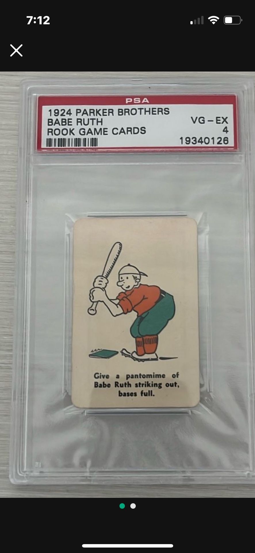 1924 Babe Ruth PSA graded card