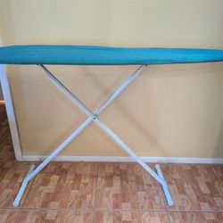T-Leg Foldable Adjustable Ironing Board w/Pad & Cotton Cover,Blue
