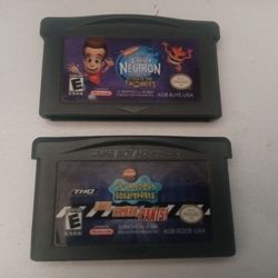 2 Gameboy Advance Games Spongebob Lights Camera Pants Jimmy Nuetron