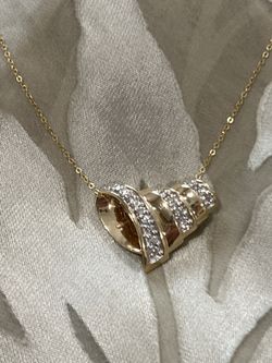 14k Yellow Gold And 0.85ct Natural Diamond Pendant Necklace