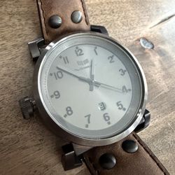 Vestal Observer Men’s Watch Chrome Face Brown Band
