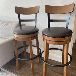 Bar Stools New in Packagings Featuring 360 Swivel Function Accentuated With Nail Head.