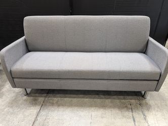 Contemporary Gray Fabric Sofa with Metal Legs