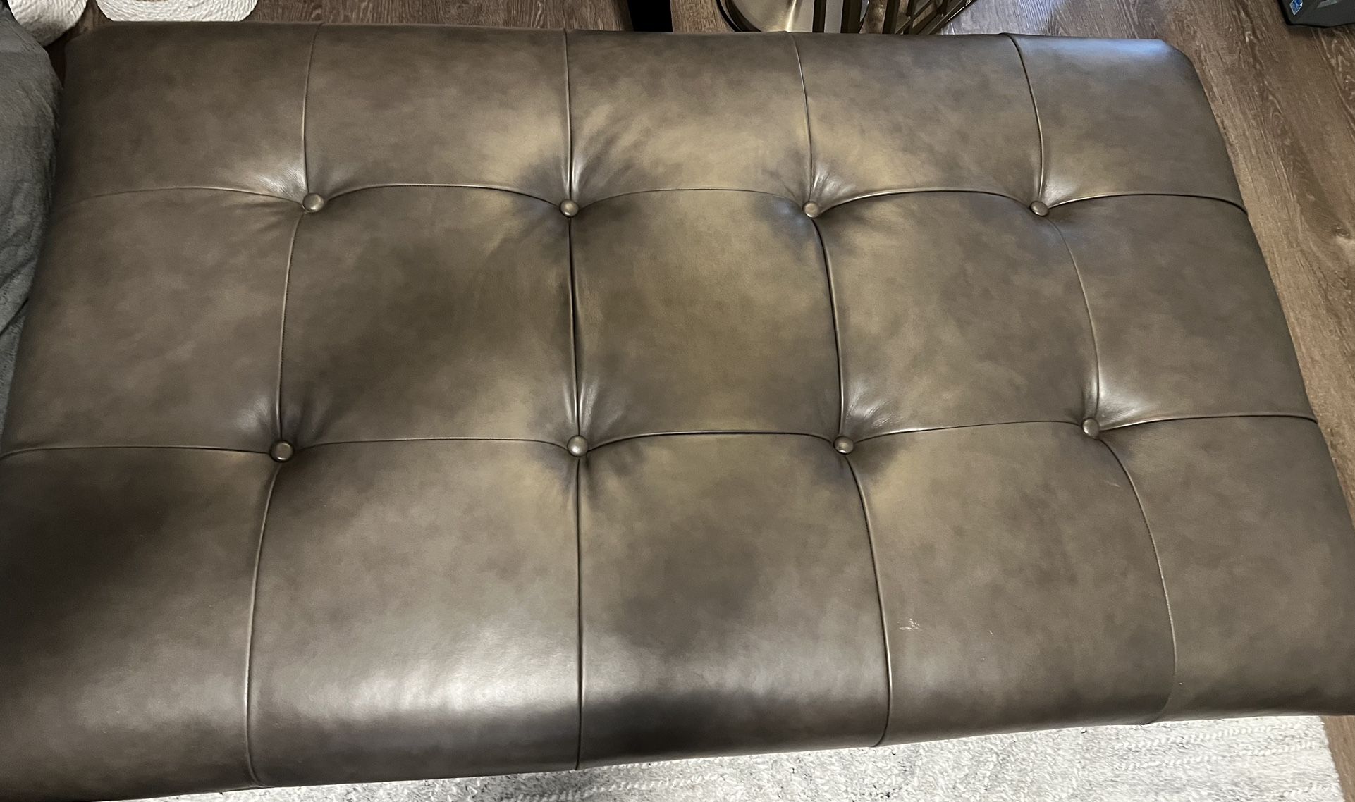 Pottery Barn Leather Tufted Ottoman