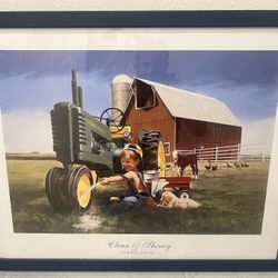 Donald Zolan CLEAN SHINY John Deere Tractor Print Signed Rare Little Farm Hands