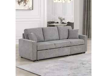 Bfand new gray or biege linen sofa sleeper with adjustable chaise