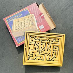 Labyrinth Wood Maze Game Boardgame Solid Wood Fundex New 2000 Vintage