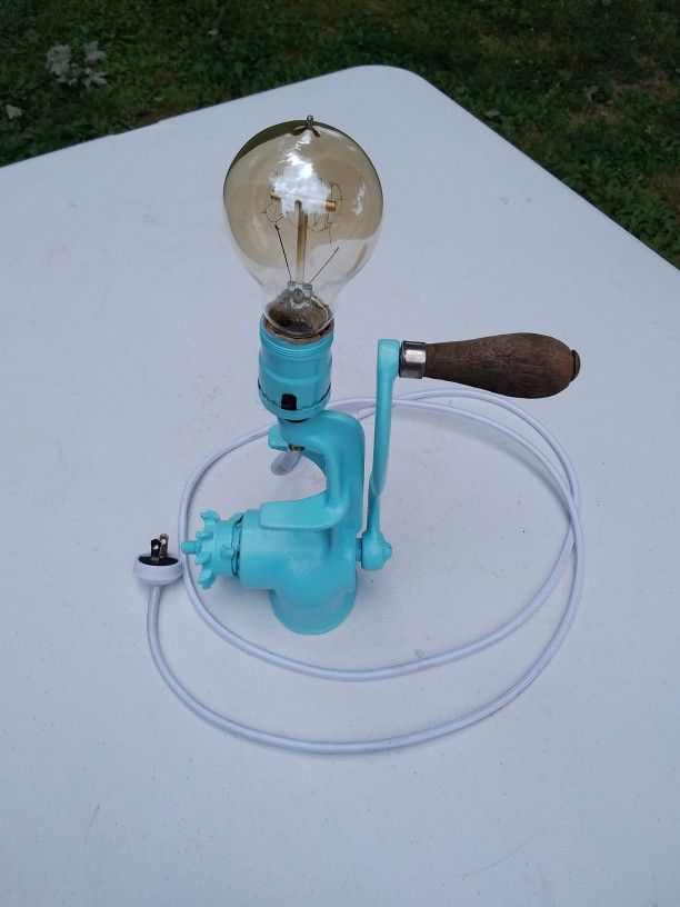 Antique Meat Grinder Lamp