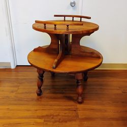 Solid Wood 2-Tier End Table 