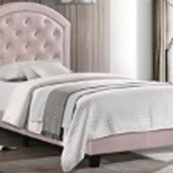 This elegant Gaby twin upholstered platform bed is a great option for your chic bedroom. It features button tufted headboard and sturdy wooden feet.