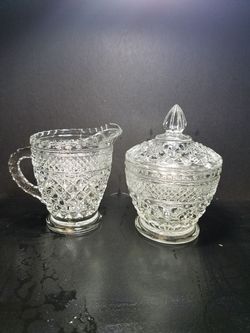 Vintage Wexford diamond point sugar and creamer set