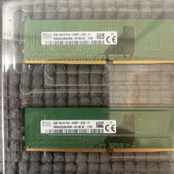 SK Hynix 4GB (2x2gb) 1rx16 PC4-2400T-UC0-11 Memory Stick.  