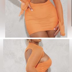 BRAND NEW orange Mesh Dress