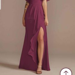 David's Bridal  Wine Colored Brides Maid Dress
