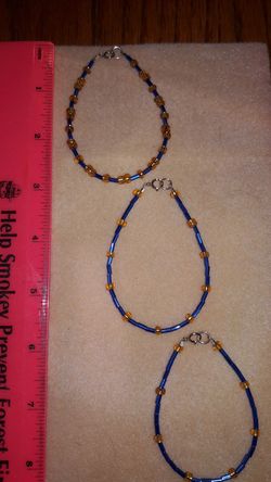 Bracelet Royal Blue w Yellow beads
