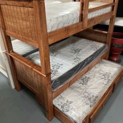 Triple Twin Bunk Bed With Mattress Included 