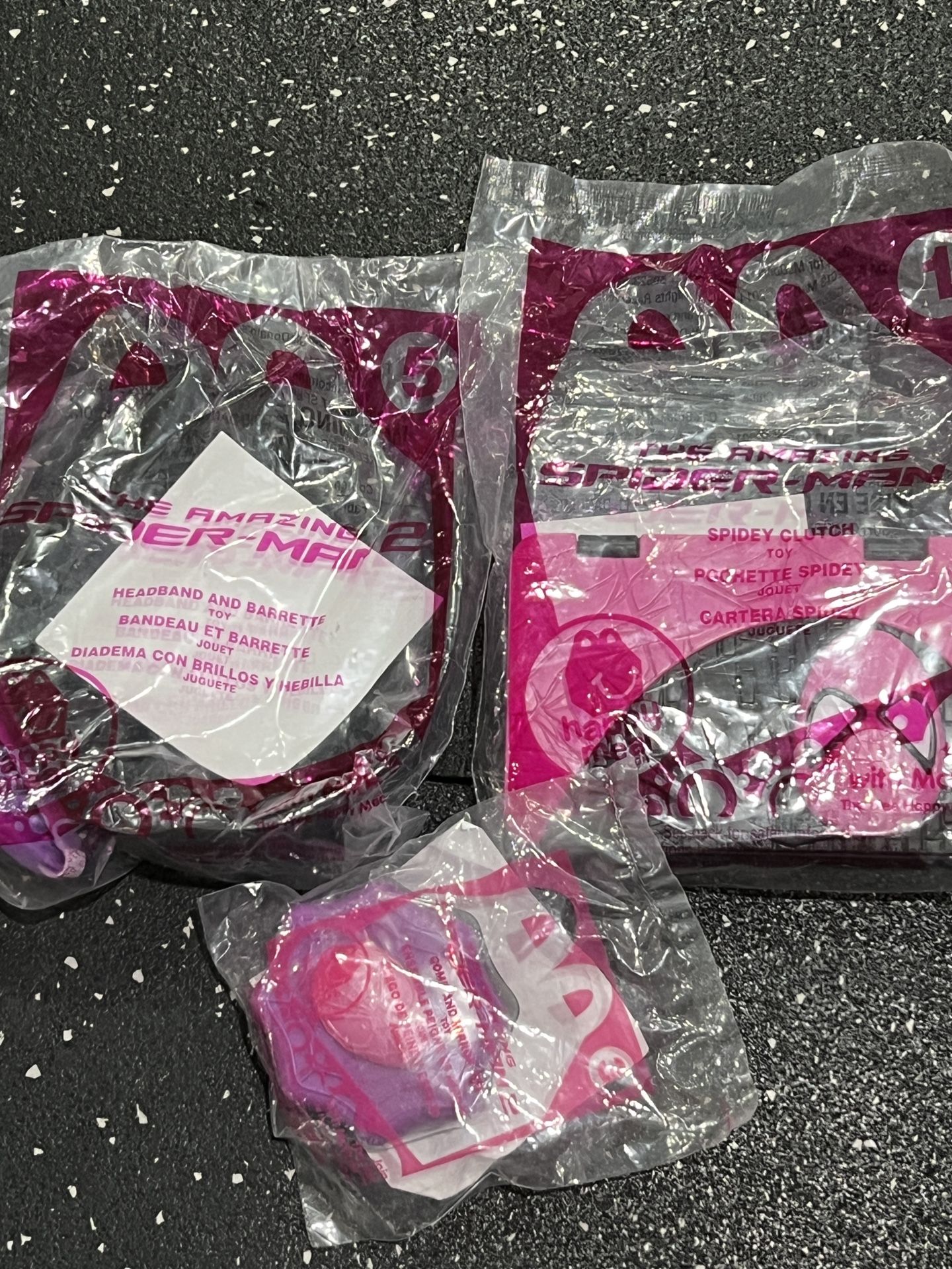 McDonald’s Spiderman marvel Girls pink lot of 3 Clutch Brush Headband Barrette