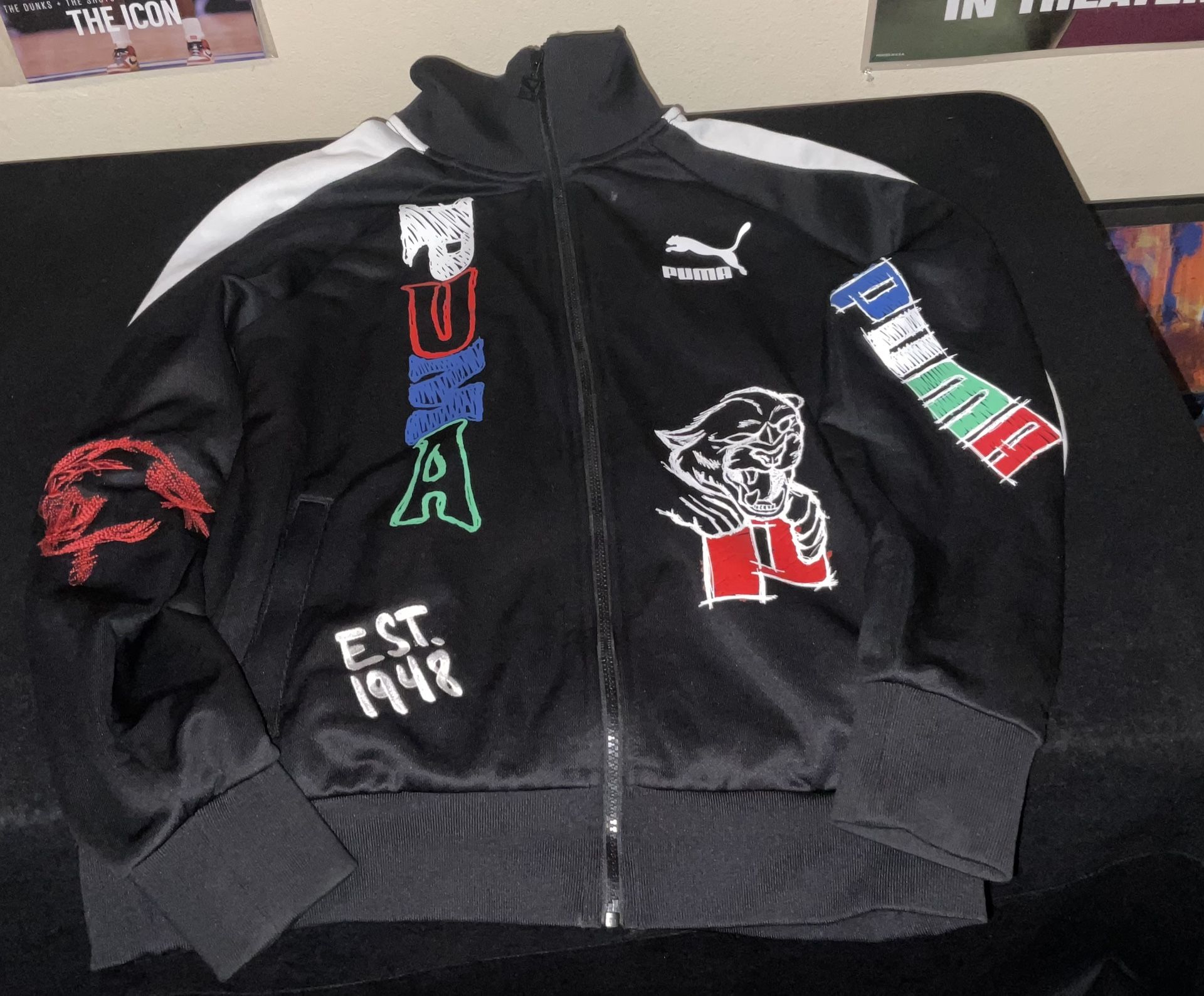 PUMA Pop Art Machts Mit Quality Full Zip Designer Track Jacket Mens Medium Limited Edition