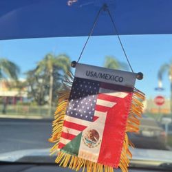 Mini Car Banner USA Mexico 
