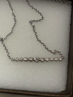 White gold diamond bar necklace
