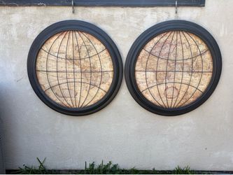 Large metal world map decor