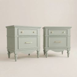Pair of Sage Green/ Mint Nightstands, Endtables, lamp stands, Side Tables