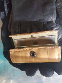 Ostrich lipstick case with mirror
