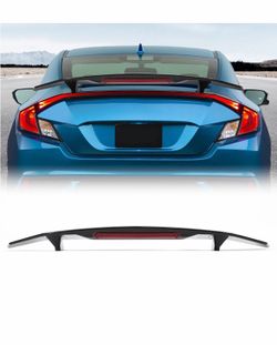 Rear Trunk Spoiler w/Brake Light For Honda Civic Coupe SI 16-21 Type-R Wing glossy 1