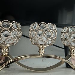 New Brass & Crystal Candle Holder