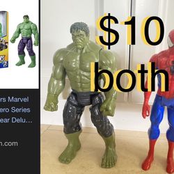 $10 Marvel Bundle Spider Man and Hulk Figurines 