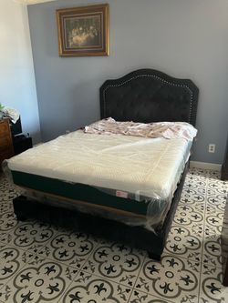 Gorgeous Grey Full Size Bed with Mattress - Semi New
