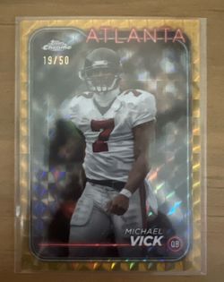 2024 Topps Chrome #2 Michael Vick Atlanta Falcons Gold Wave /50