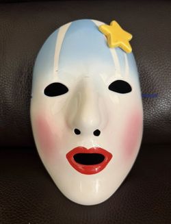 Vtg 80's Vandor Pelzman Design Ceramic Mask Golden Star 1985 Japan Rare