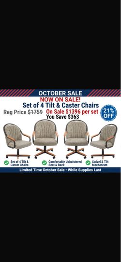Set of 4 Tilt & Caster Dining Chairs reg price $1759 pre Columbus Day special $1396