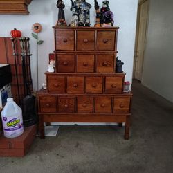 15 Drawer Apothecary Cd Storage Chest Tiered Dresser Cabinet