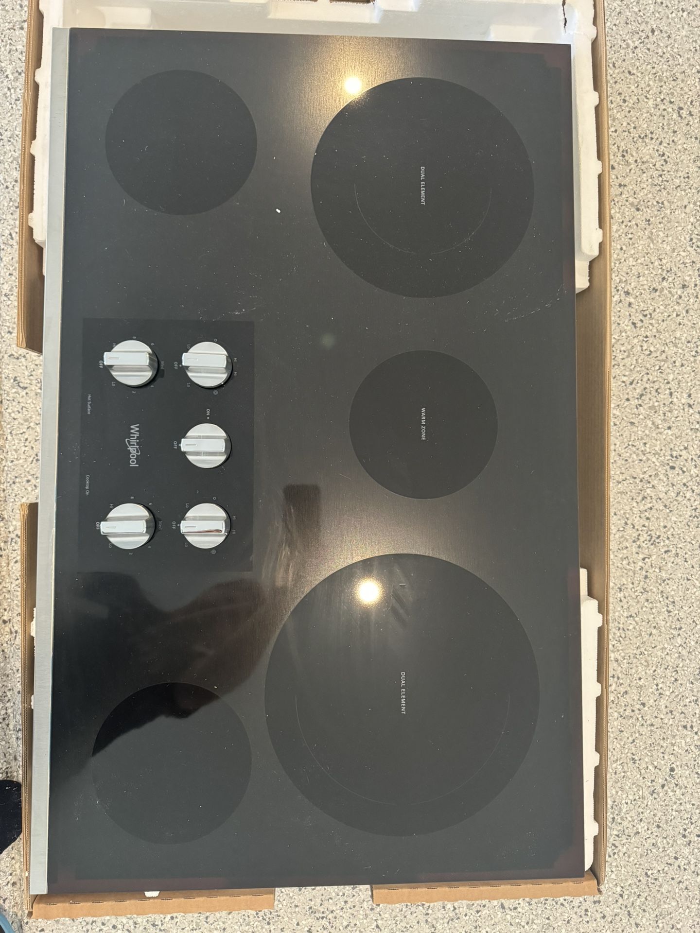 New whirlpool electric ceramic glass cooktop, 36”