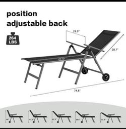 𝗗𝘂𝗿𝗮𝗯𝗹𝗲 𝗗𝗲𝘀𝗶𝗴𝗻: Crafted with three robust aluminum frame legs, this chaise lounge chair offers enhanced stability. It boasts a maximum we
