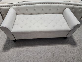 Beige Storage bench ottoman 52"Lx20"H x20"W