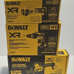 DEWALT XR BRUSHLESS DRYWALL CUT-OUT TOOL, XR BRUSHLESS DRYWALL SCREWGUN AND  ATOMIC RECIPROCATING SAW (TOOL ONLY)