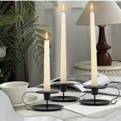 Candle Holders, Taper Candlesticks Holder Black with Handle,4 Pack Iron Candle Sticks for Wedding Home Vintage Table Centerpiece
