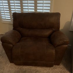 Extra Wide Brown Suede Like Recliner 