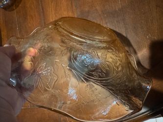 Vintage Jeannette Glass Floragold Louisa Ruffled Iridescent Centerpiece Bowl