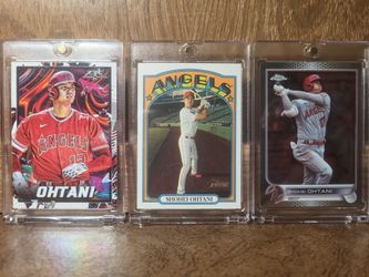 Three Shohei Ohtani cards topps