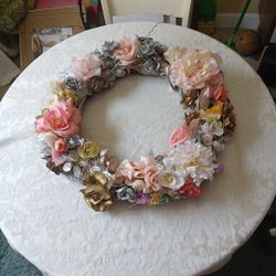 Large Dense, & Thinck Twine Based  Flower Wreath , Room Or Door Decor, so X- Tra